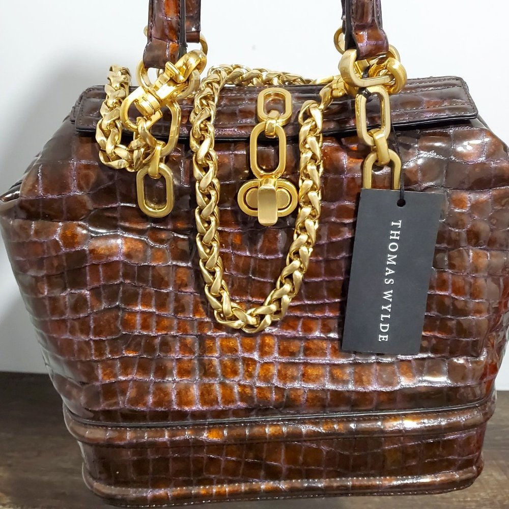 Thomas Wylde  Alligator Skin Purse w/ Gold Chains